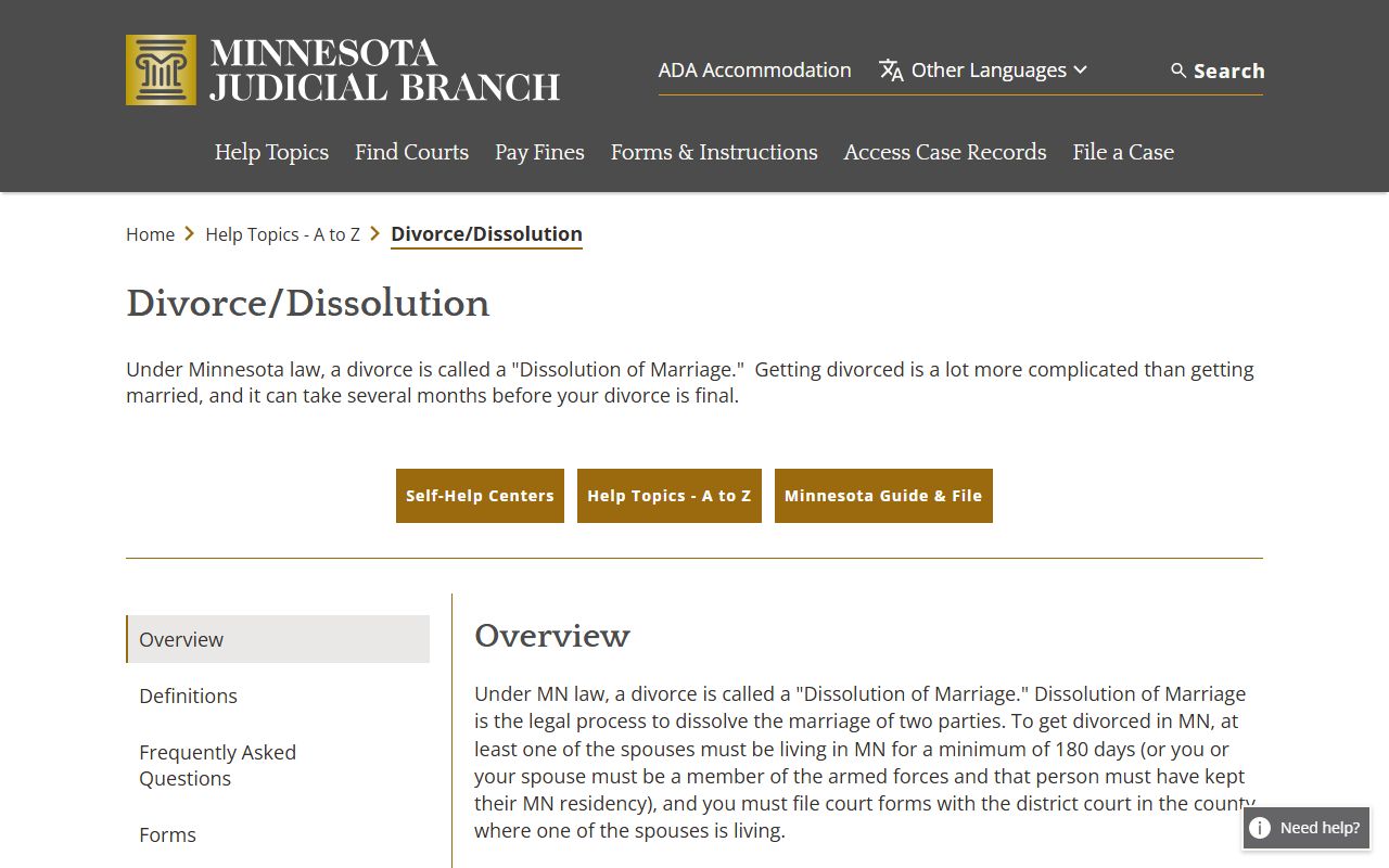 Minnesota divorce overview