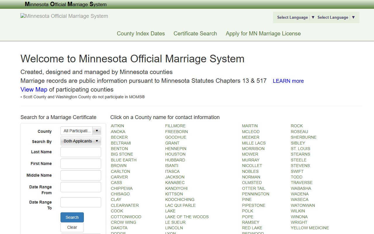 Minnesota Official Marriage System
