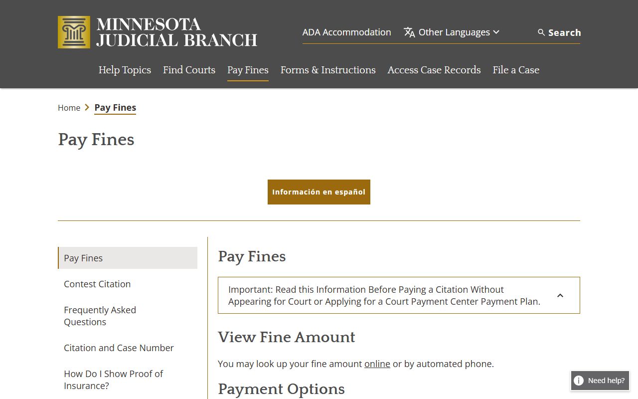 Minnesota pay a fine page
